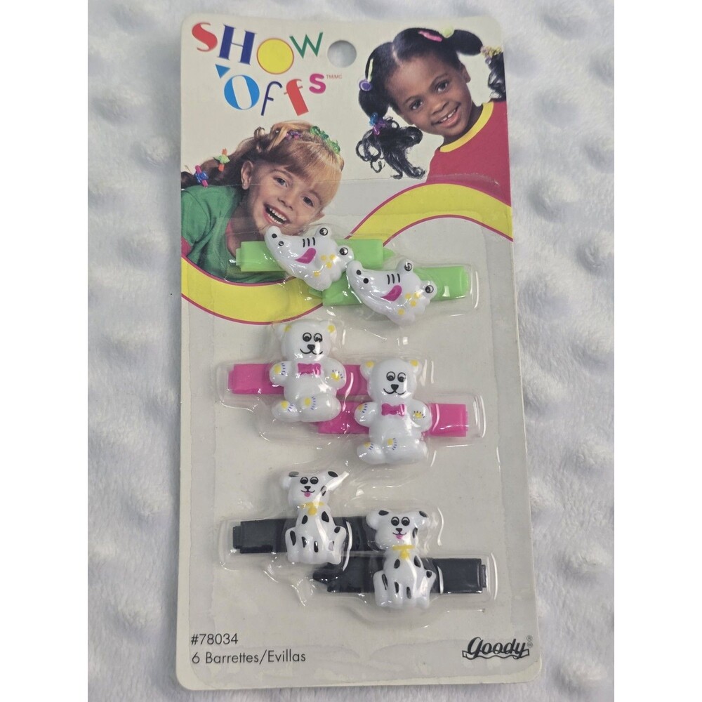 Vintage Goody Animal Barrettes New 1996 Show Offs #78034 Puppy Bears Alligators